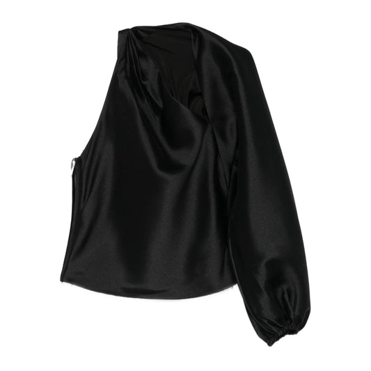 One Shoulder Asymmetric Sleeve Top