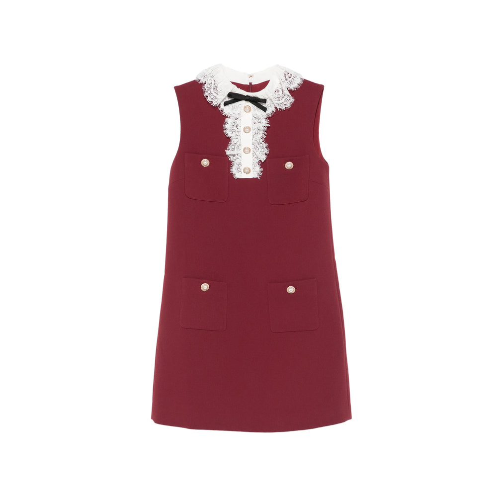 Dress With Lace Trim, Red