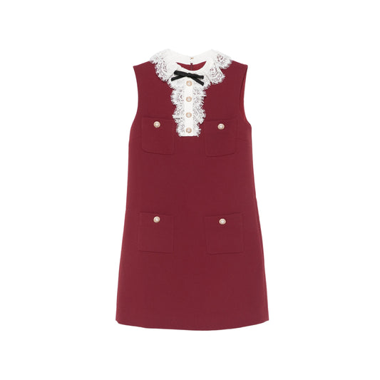 Dress With Lace Trim, Red