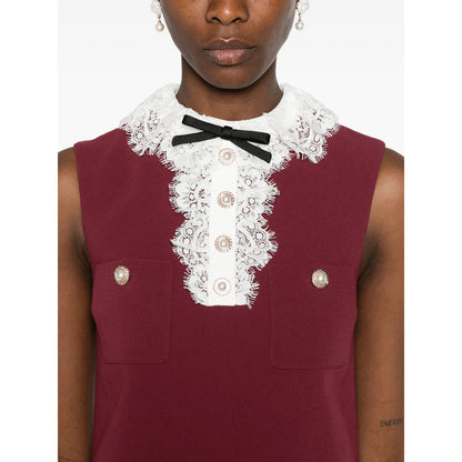 Dress With Lace Trim, Red