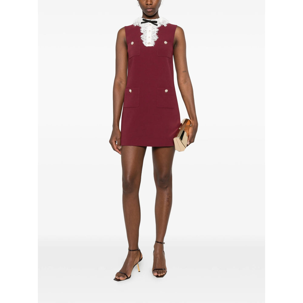 Dress With Lace Trim, Red
