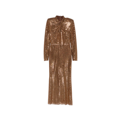 Evening Dress With Rhinestone Twist — Brown