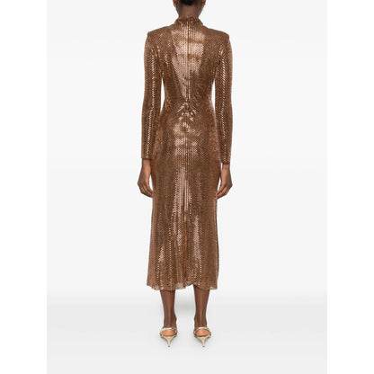 Evening Dress With Rhinestone Twist — Brown