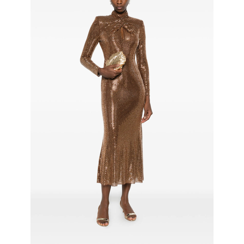 Evening Dress With Rhinestone Twist — Brown