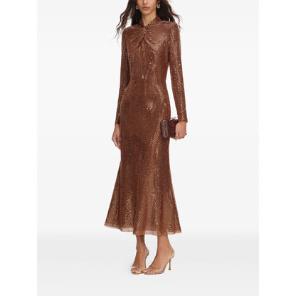 Evening Dress With Rhinestone Twist — Brown