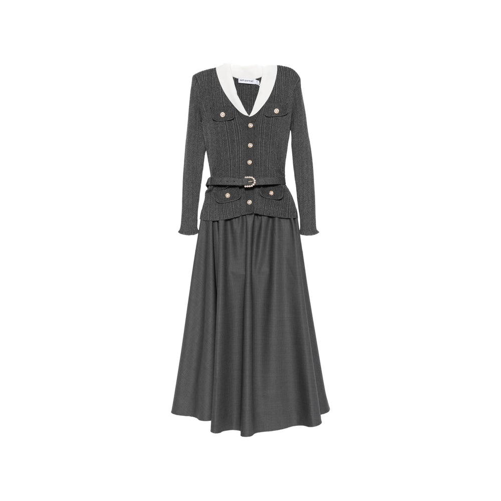 Dress Ribbed-Knit Grey