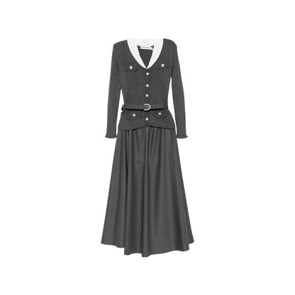 Dress Ribbed-Knit Grey