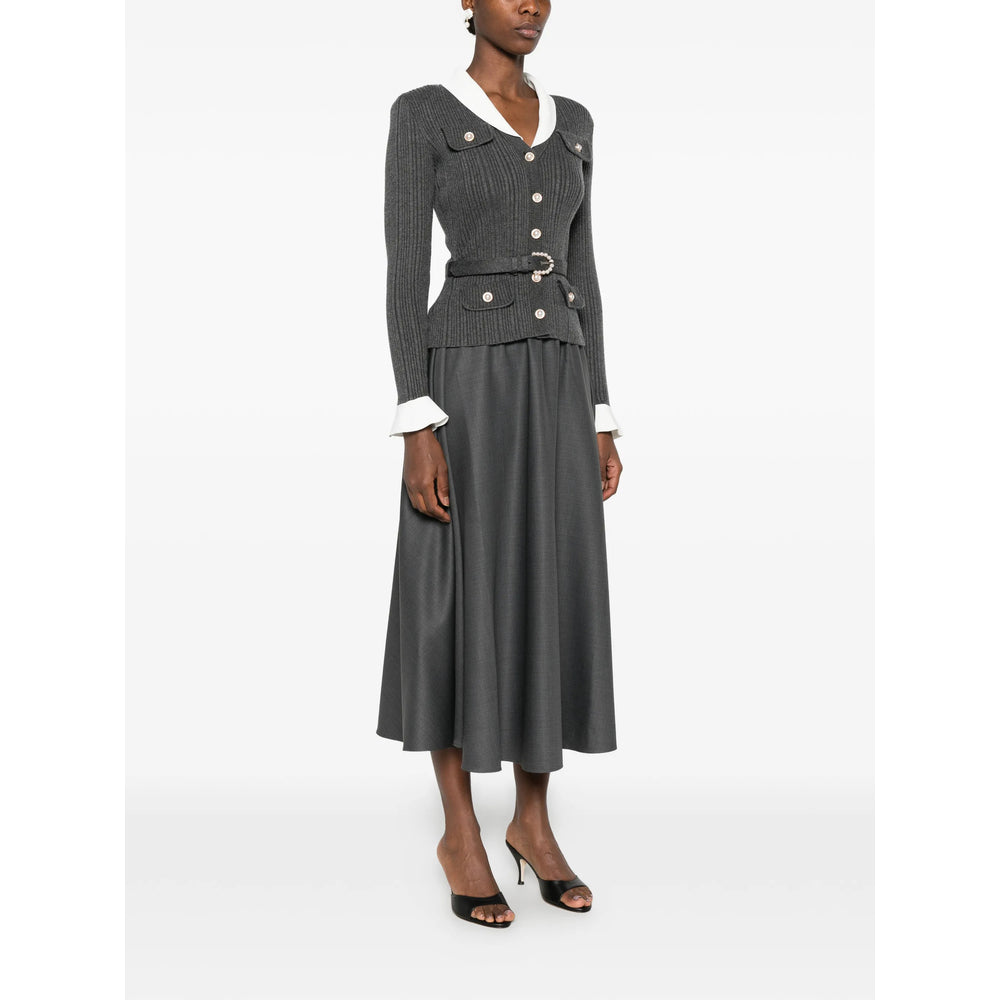 Dress Ribbed-Knit Grey