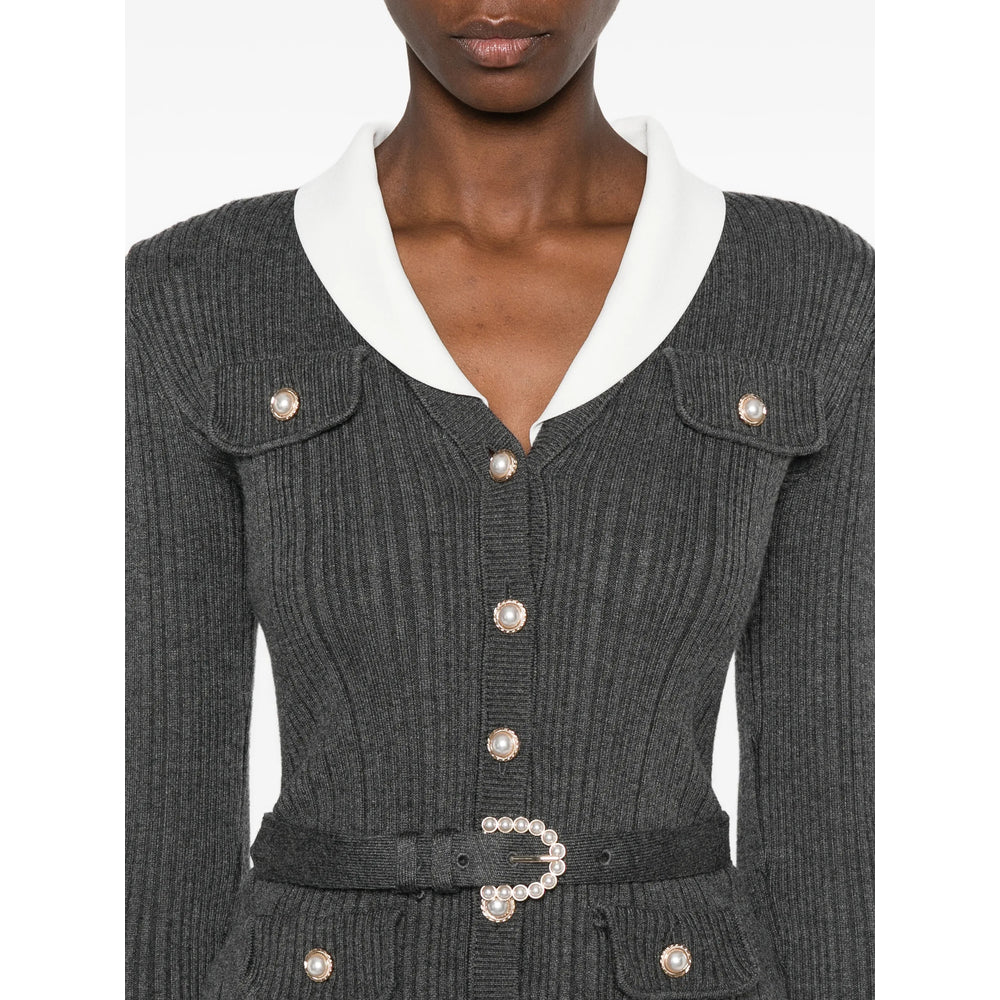 Dress Ribbed-Knit Grey