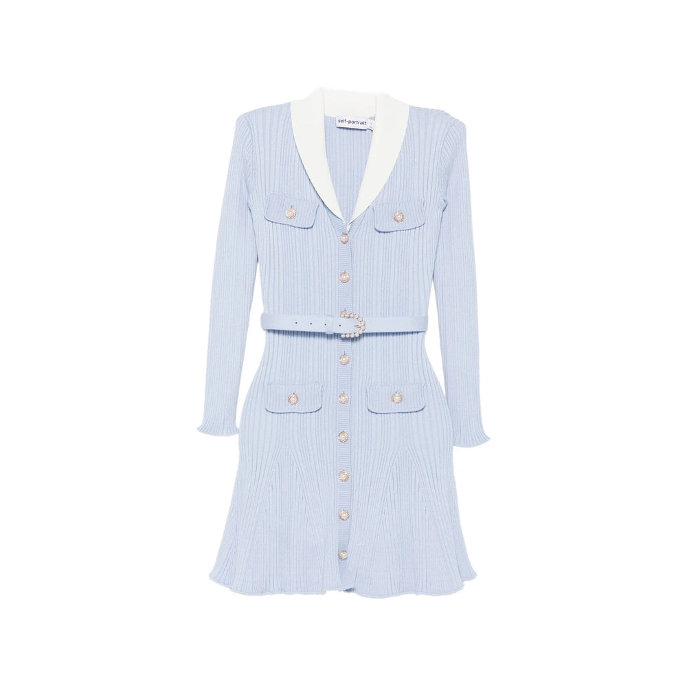 Dress Ribbed-Knit Blue