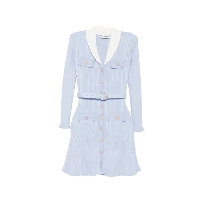 Dress Ribbed-Knit Blue