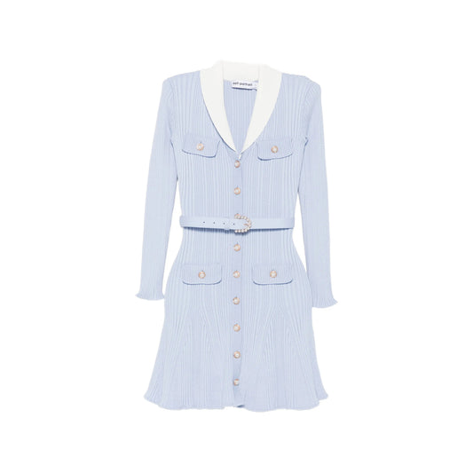 Dress Ribbed-Knit Blue