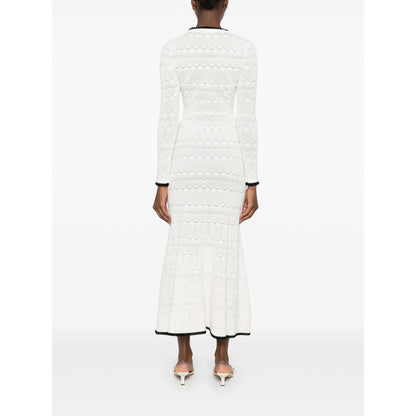 Sweater V-Neck Pointelle Knit White