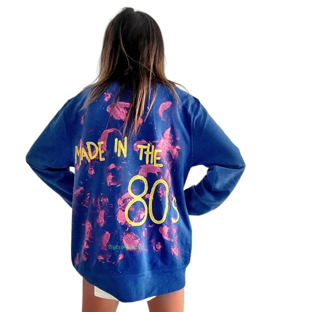 '80s Baby!' Painted Blue Crewneck by Wren + Glory Wren + Glory