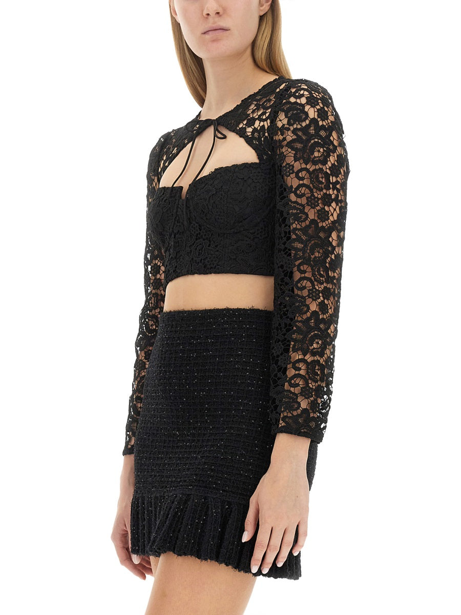 Cropped Lace Top in Black