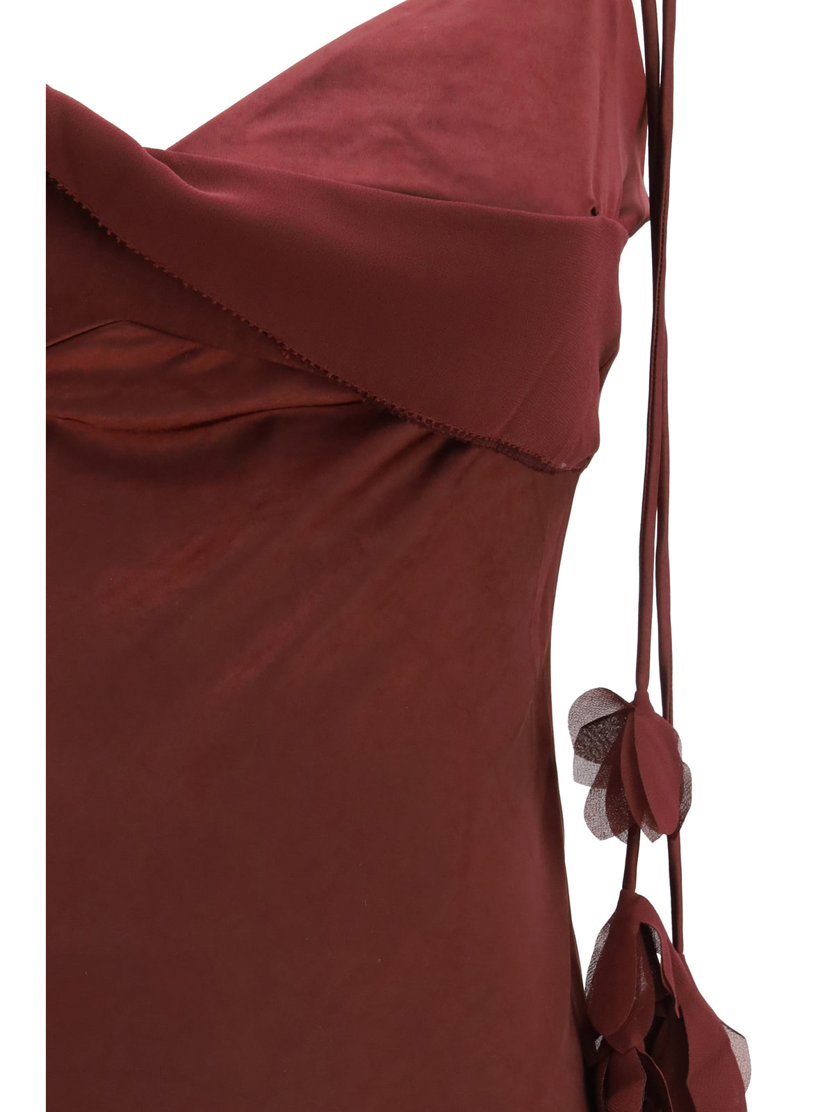 Midi Dress Satin Flower Burgundy