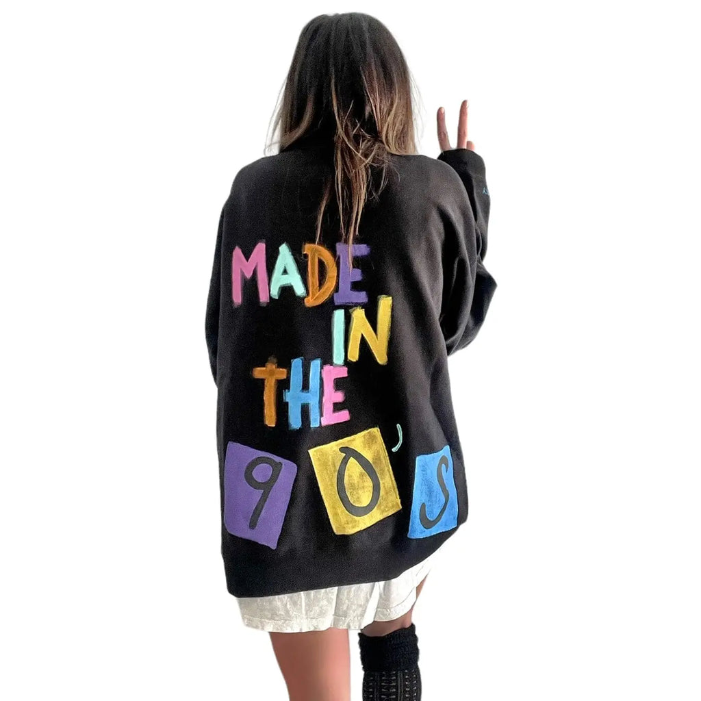 '90s Baby!' Painted Black Crewneck by Wren + Glory Wren + Glory
