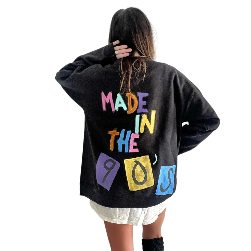 '90s Baby!' Painted Black Crewneck by Wren + Glory Wren + Glory