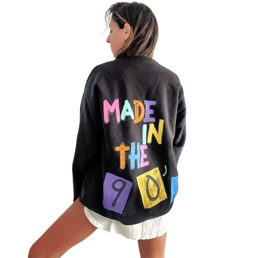 '90s Baby!' Painted Black Crewneck by Wren + Glory Wren + Glory