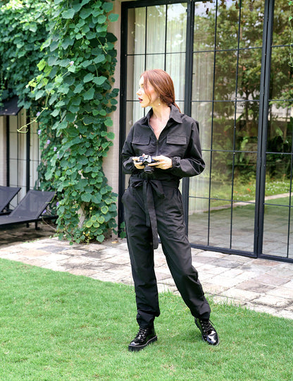 The Amelia Recycled Travel Jumpsuit in Black