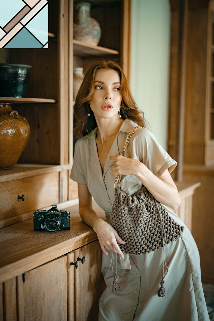 ARYA Safari Linen Midi Dress, in Beige by BrunnaCo BRUNNA CO