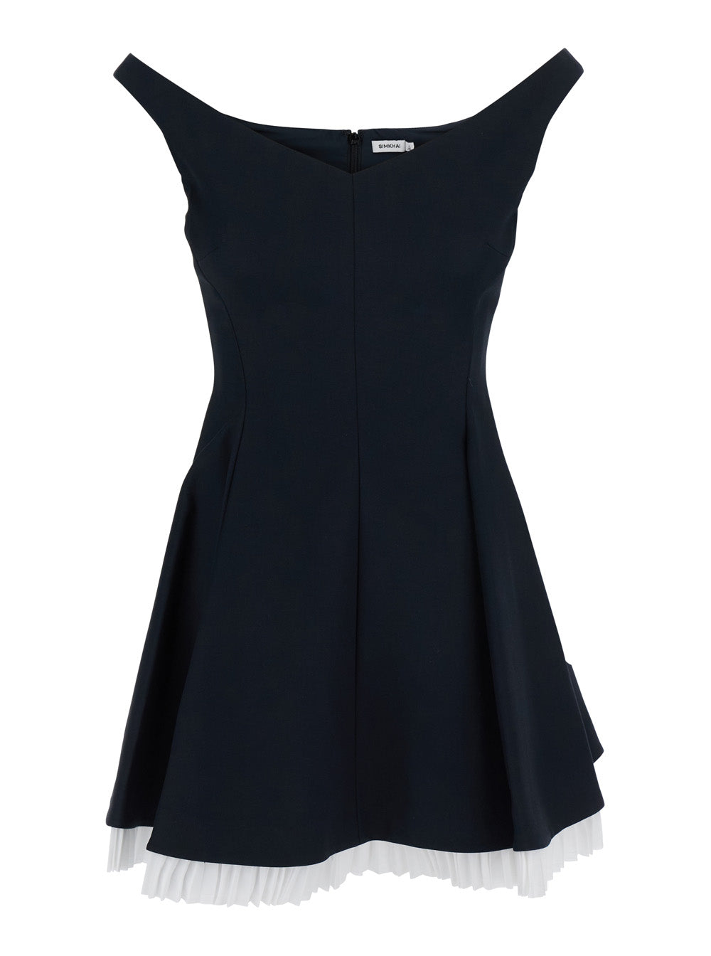 Black Off-Shoulder Mini Dress With Contrasting Hem