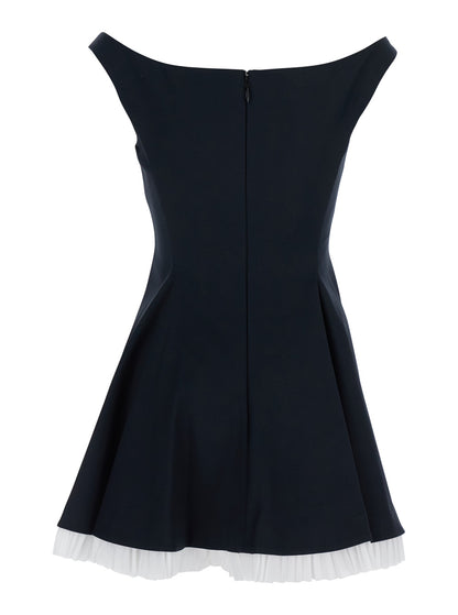 Black Off-Shoulder Mini Dress With Contrasting Hem
