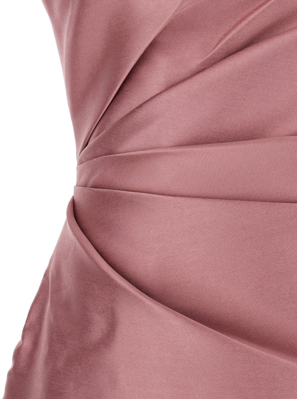 Pink One-Shoulder Long Dress With Draped Details