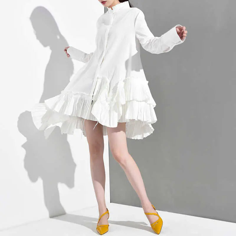 Akihiko Long Sleeve Irregular Shirt Dress by Marigold Shadows Marigold Shadows
