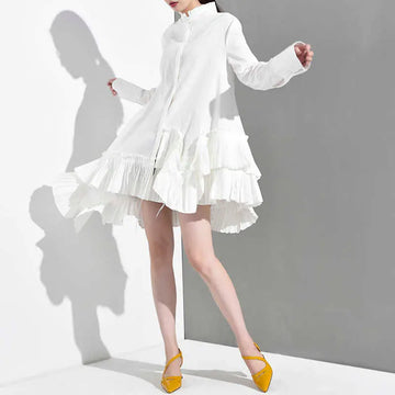 Akihiko Long Sleeve Irregular Shirt Dress by Marigold Shadows Marigold Shadows