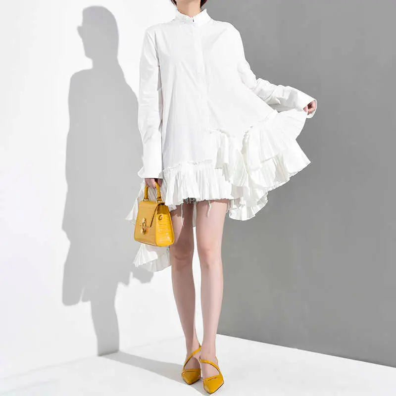 Akihiko Long Sleeve Irregular Shirt Dress by Marigold Shadows Marigold Shadows