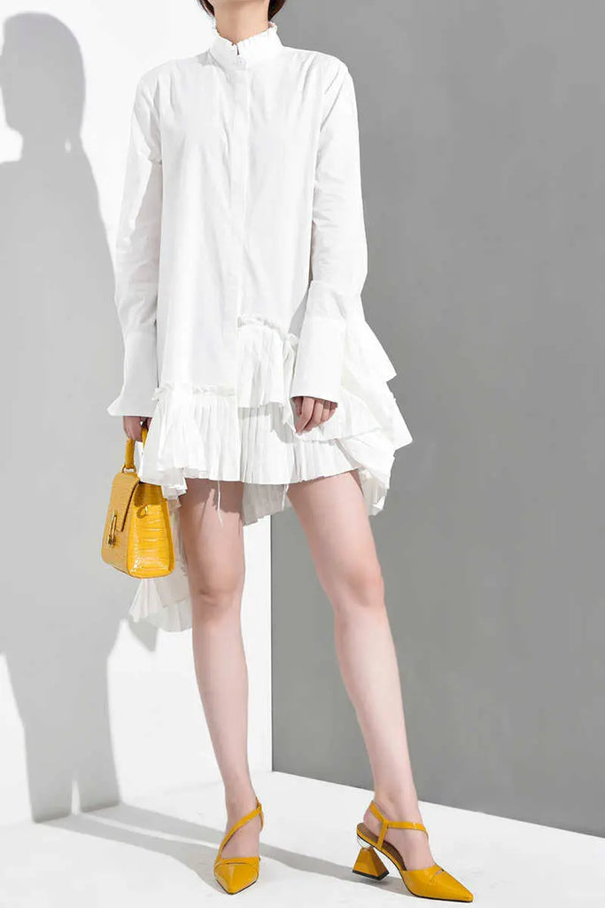 Akihiko Long Sleeve Irregular Shirt Dress by Marigold Shadows Marigold Shadows