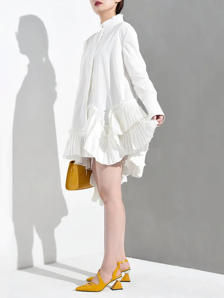 Akihiko Long Sleeve Irregular Shirt Dress by Marigold Shadows Marigold Shadows