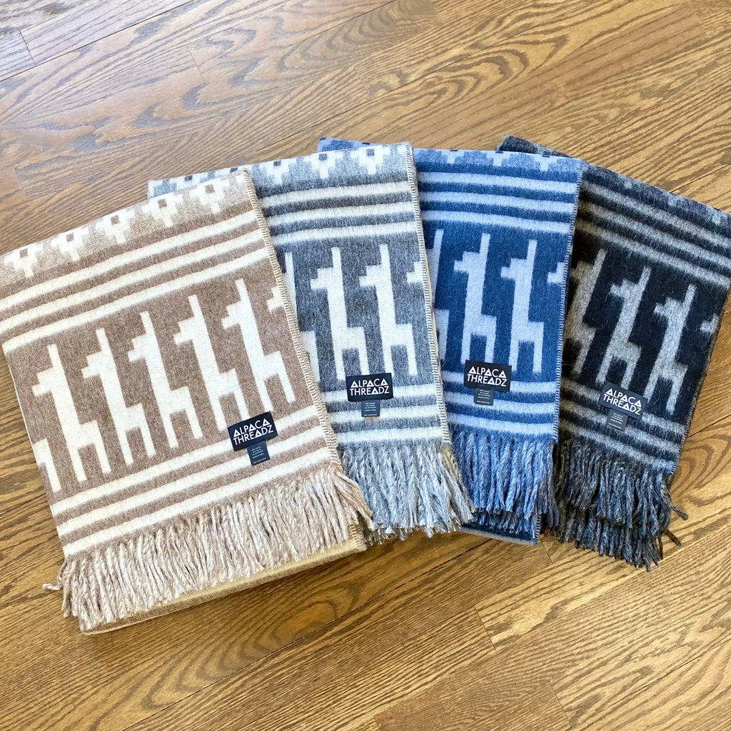 Alpaca Wool Throw Blanket - Alpaca Design by Alpaca Threadz ALPACA THREADZ