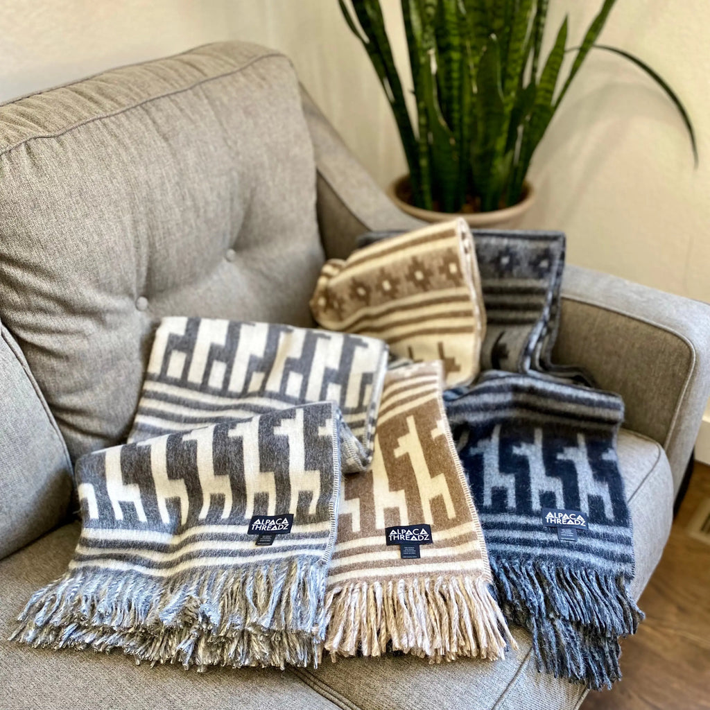 Alpaca Wool Throw Blanket - Alpaca Design by Alpaca Threadz ALPACA THREADZ
