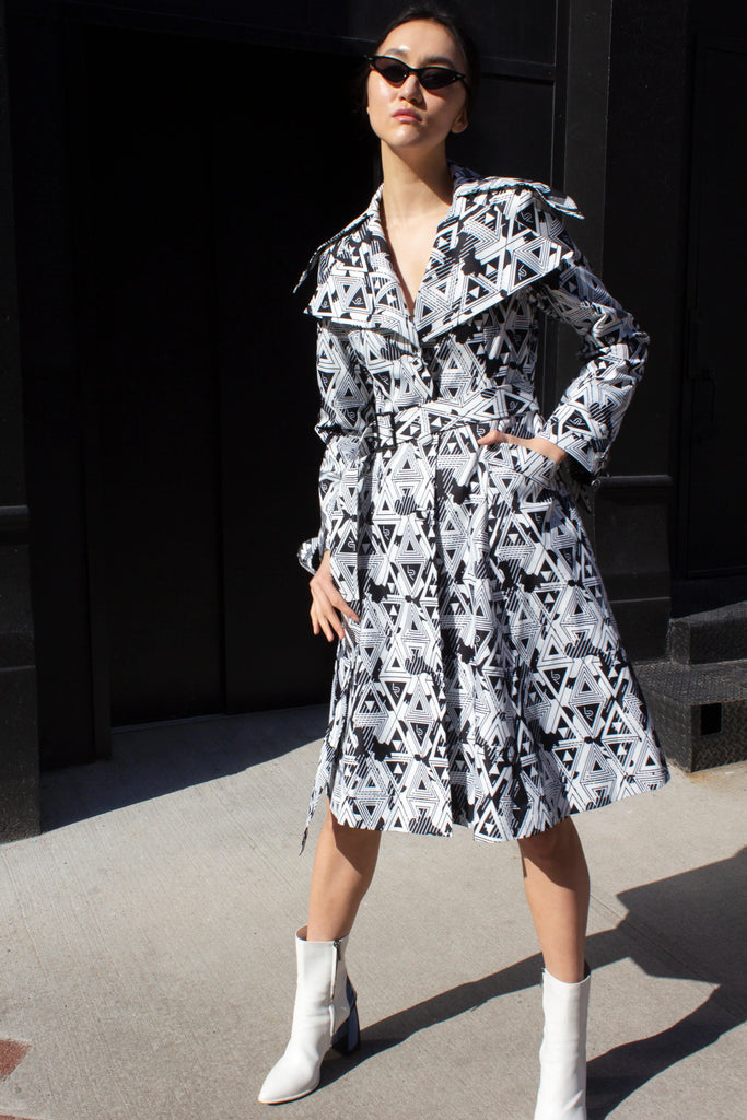 Amour Geometric Long Trench Coat by Le Réussi® Le Réussi®