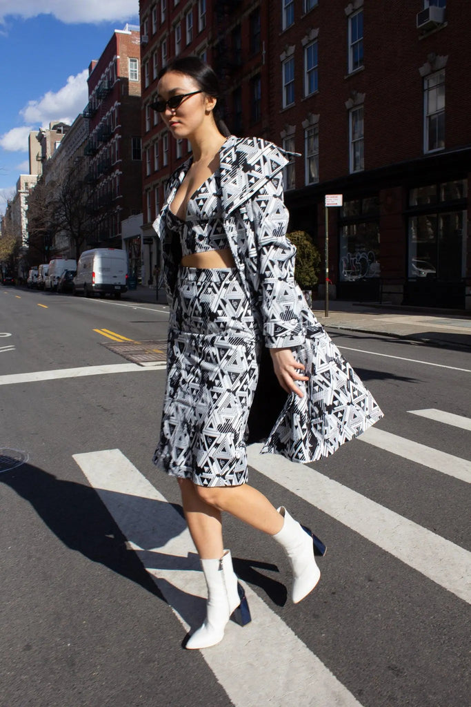 Amour Geometric Long Trench Coat by Le Réussi® Le Réussi®