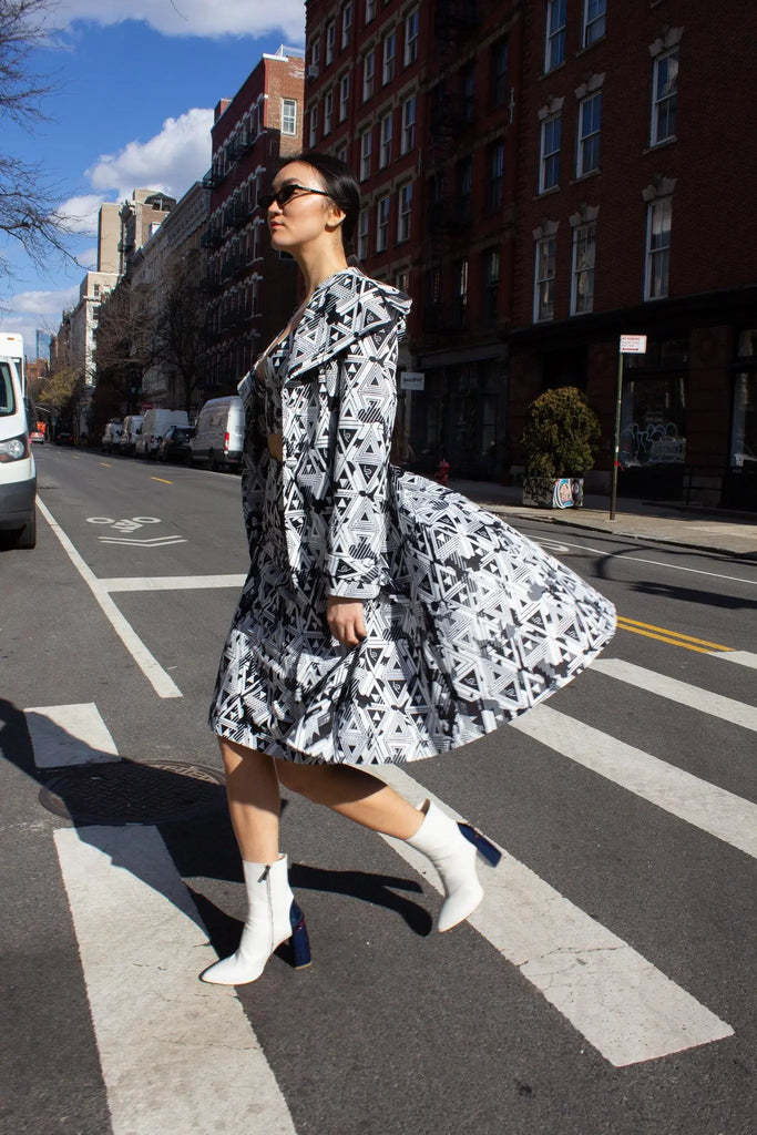 Amour Geometric Long Trench Coat by Le Réussi® Le Réussi®