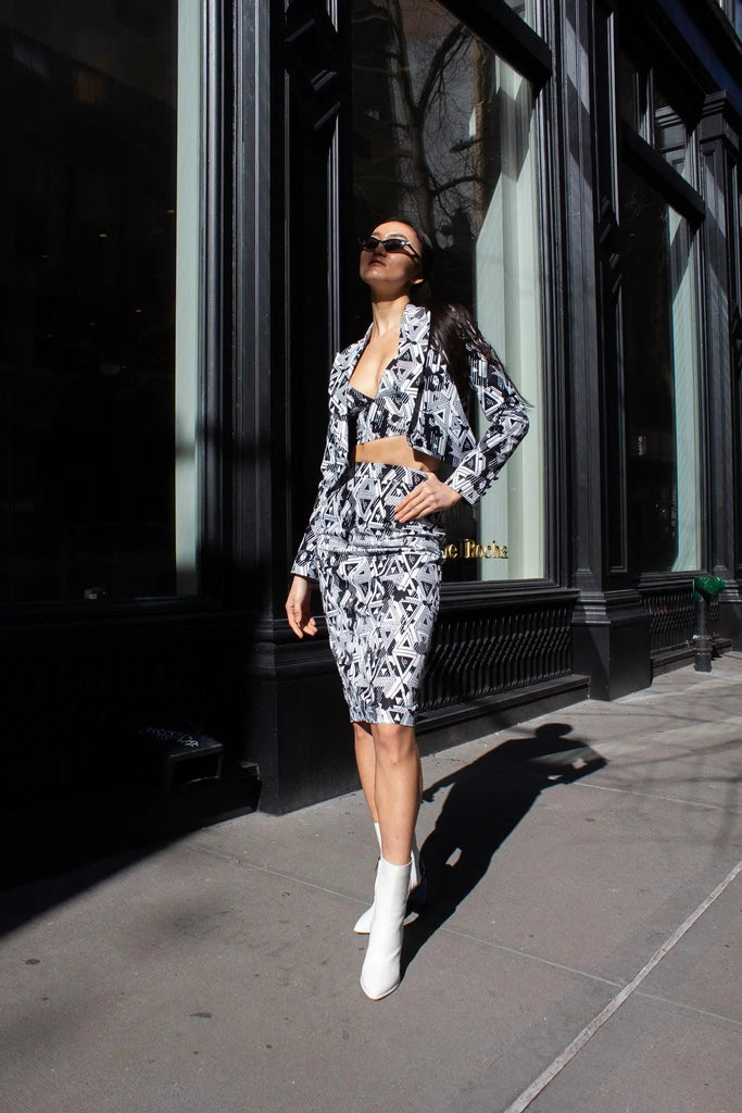 Amour Geometric Pencil Skirt by Le Réussi® Le Réussi®