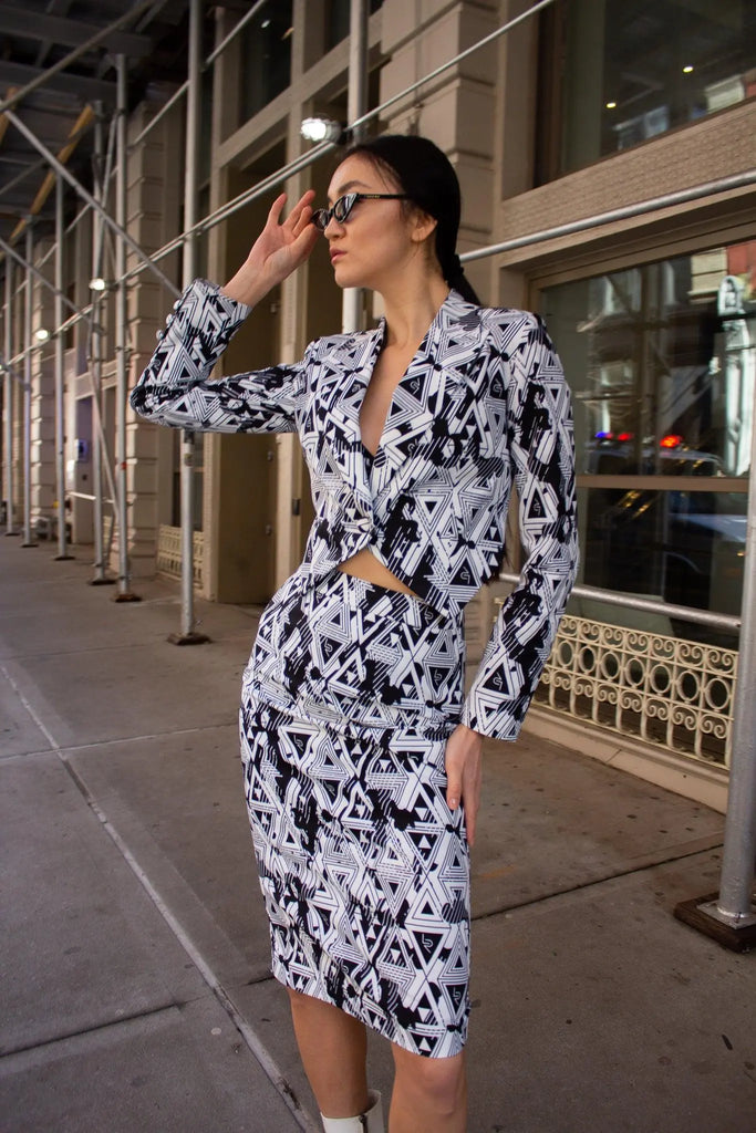 Amour Geometric Pencil Skirt by Le Réussi® Le Réussi®