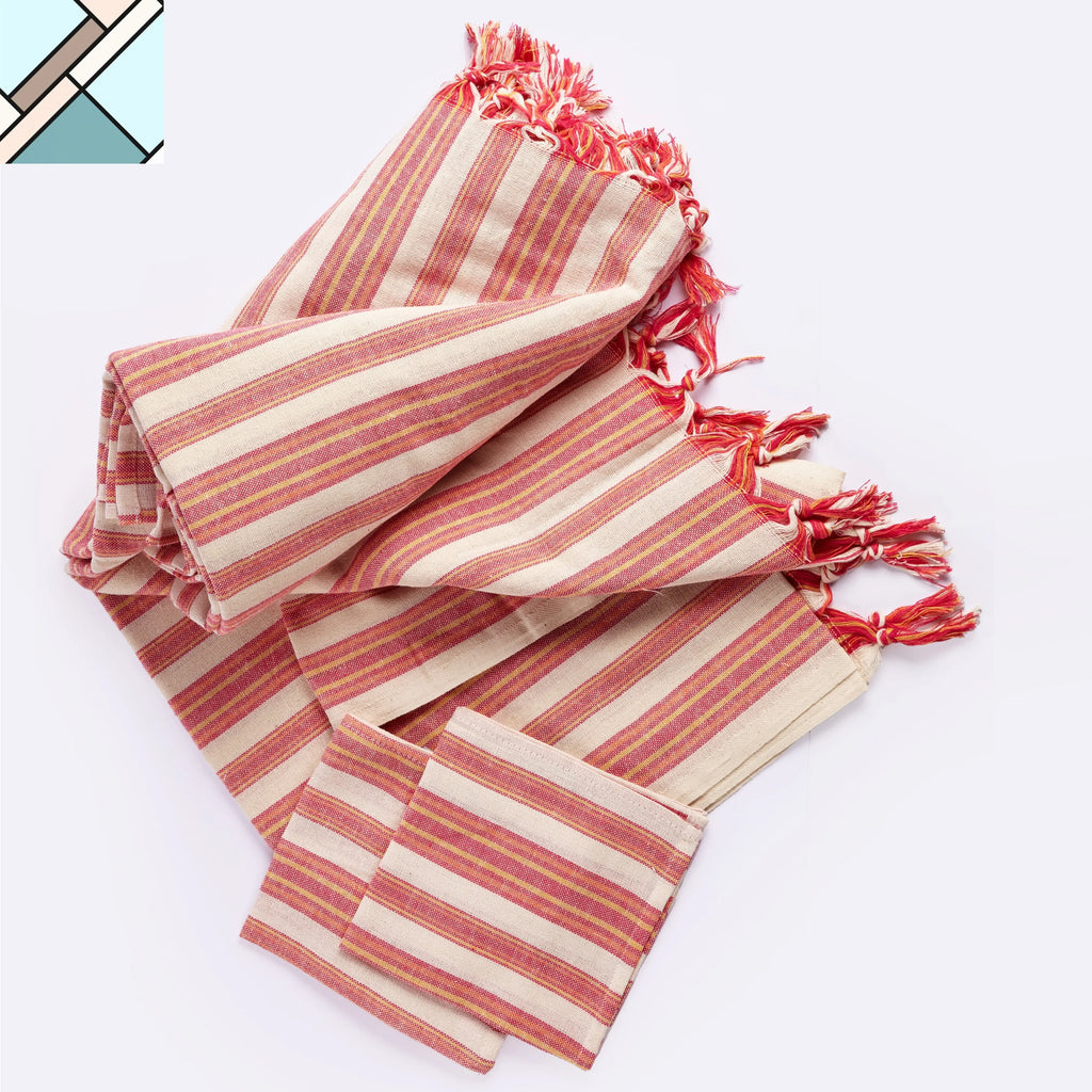 Andana Striped Tablecloth Set - Magenta by Eco Hilana HILANA UPCYCLED COTTON