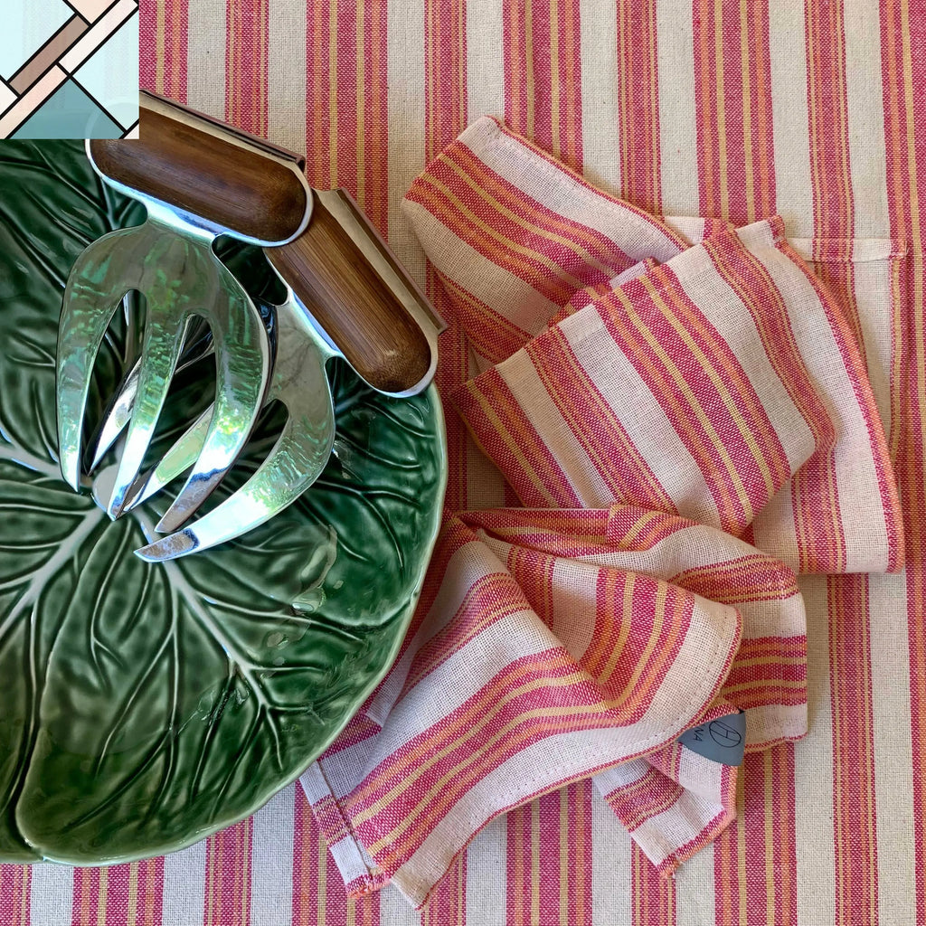 Andana Striped Tablecloth Set - Magenta by Eco Hilana HILANA UPCYCLED COTTON