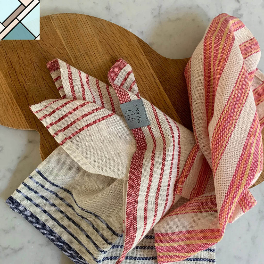Andana Striped Tablecloth Set - Magenta by Eco Hilana HILANA UPCYCLED COTTON