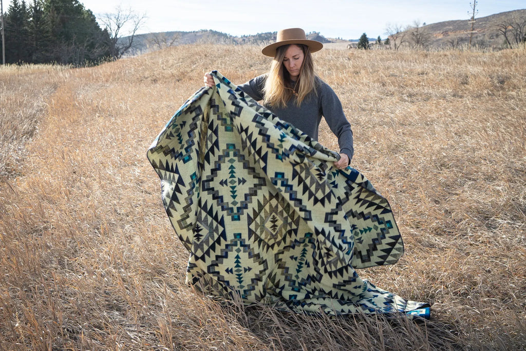 Andean Alpaca Wool Blanket - Blue Chakana by Alpaca Threadz ALPACA THREADZ