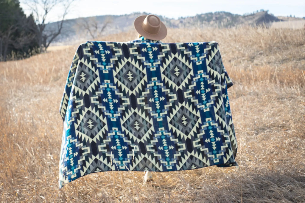 Andean Alpaca Wool Blanket - Blue Chakana by Alpaca Threadz ALPACA THREADZ