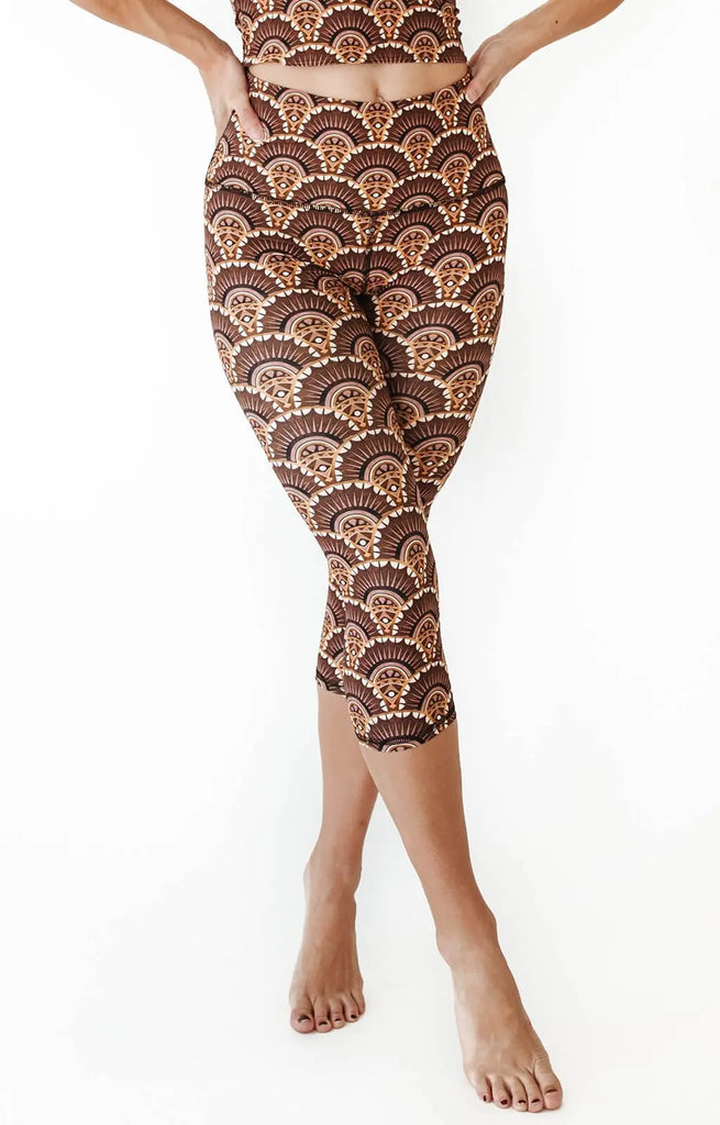 Art Deco Printed Yoga Crops by Yoga Democracy Yoga Democracy