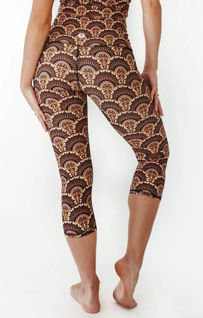 Art Deco Printed Yoga Crops by Yoga Democracy Yoga Democracy