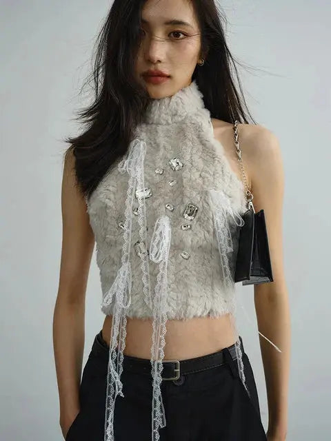 Atoosa Fuzz Halter Top by Marigold Shadows Marigold Shadows