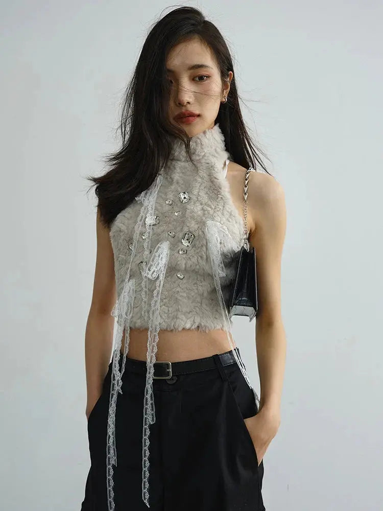Atoosa Fuzz Halter Top by Marigold Shadows Marigold Shadows