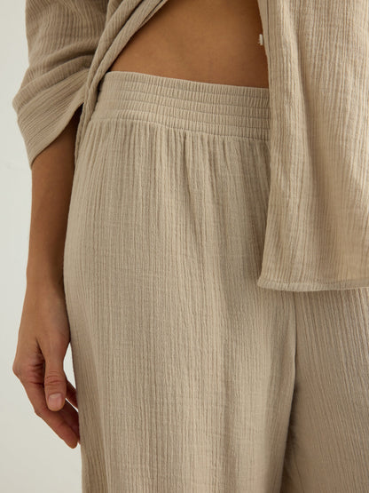 Aura Palazzo Pants - Oatmeal